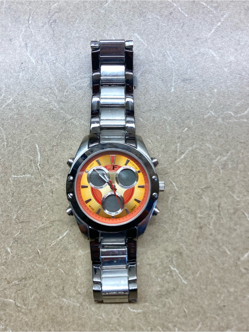 JF Orange Dial Stainless Steel Watch